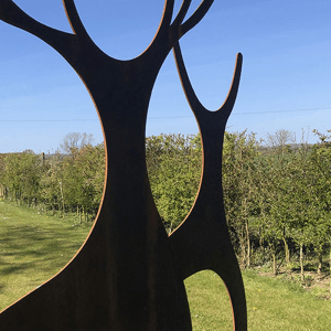 Doe Image Metal Garden Artwork with Stag