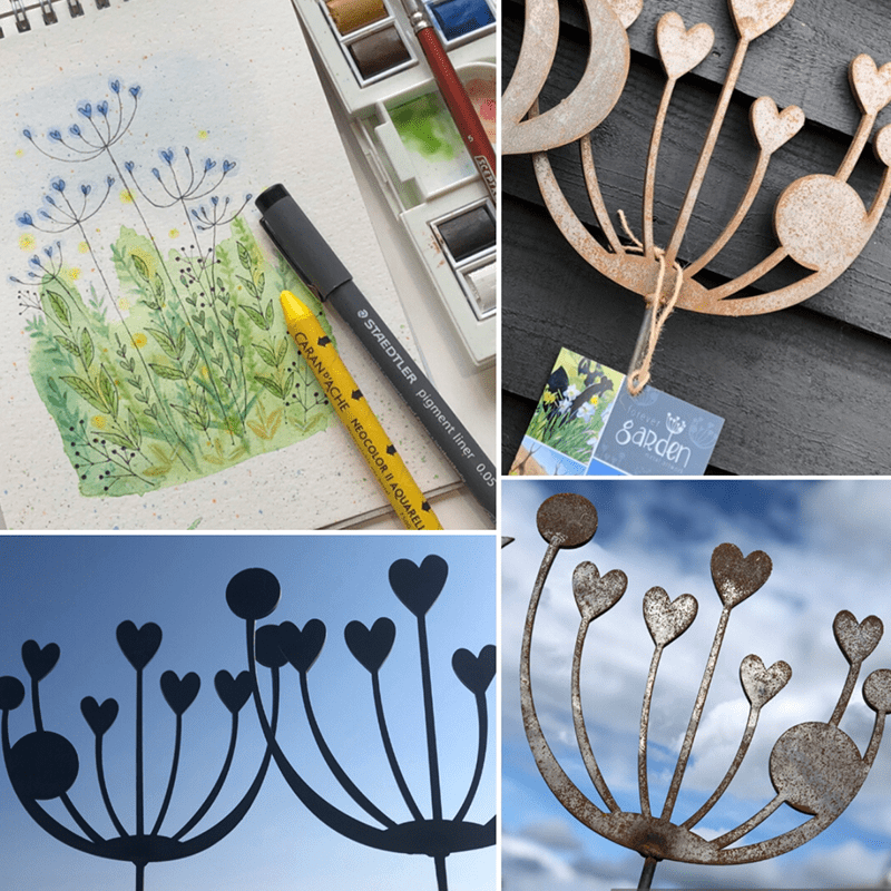 Metal Artwork Instagram - Flowers and Drawing