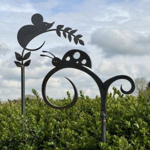 Metal Garden Ornaments - Field Mouse and Ladybird